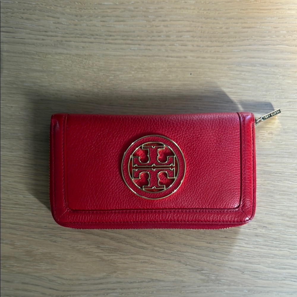 Tory Burch Cherry Red Leather Clutch
